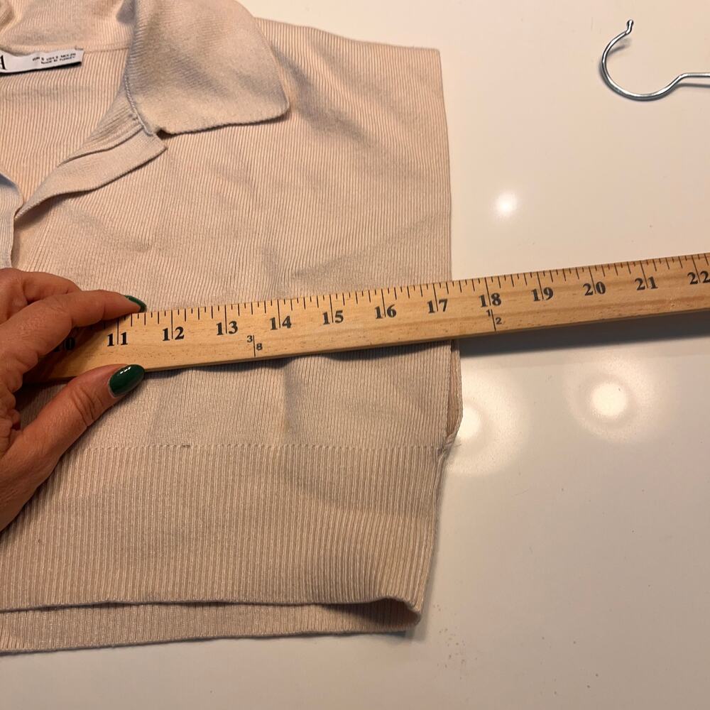 Zara Beige Collared Blouse - Picture 6 of 7